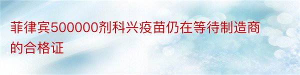 菲律宾500000剂科兴疫苗仍在等待制造商的合格证