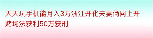 天天玩手机能月入3万浙江开化夫妻俩网上开赌场法获利50万获刑