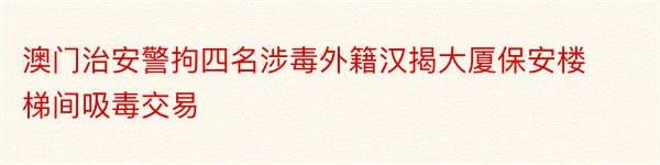 澳门治安警拘四名涉毒外籍汉揭大厦保安楼梯间吸毒交易