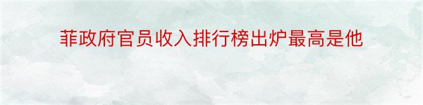 菲政府官员收入排行榜出炉最高是他