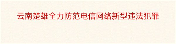 云南楚雄全力防范电信网络新型违法犯罪