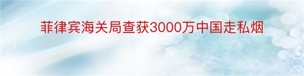 菲律宾海关局查获3000万中国走私烟