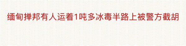 缅甸掸邦有人运着1吨多冰毒半路上被警方截胡