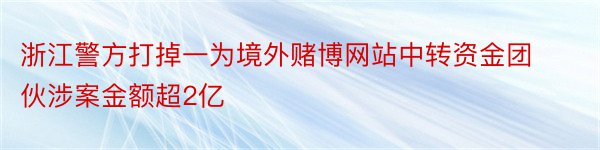 浙江警方打掉一为境外赌博网站中转资金团伙涉案金额超2亿