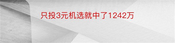 只投3元机选就中了1242万