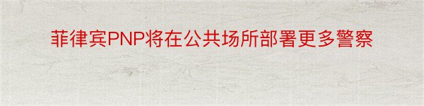 菲律宾PNP将在公共场所部署更多警察