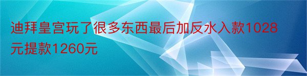 迪拜皇宫玩了很多东西最后加反水入款1028元提款1260元