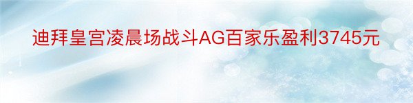 迪拜皇宫凌晨场战斗AG百家乐盈利3745元